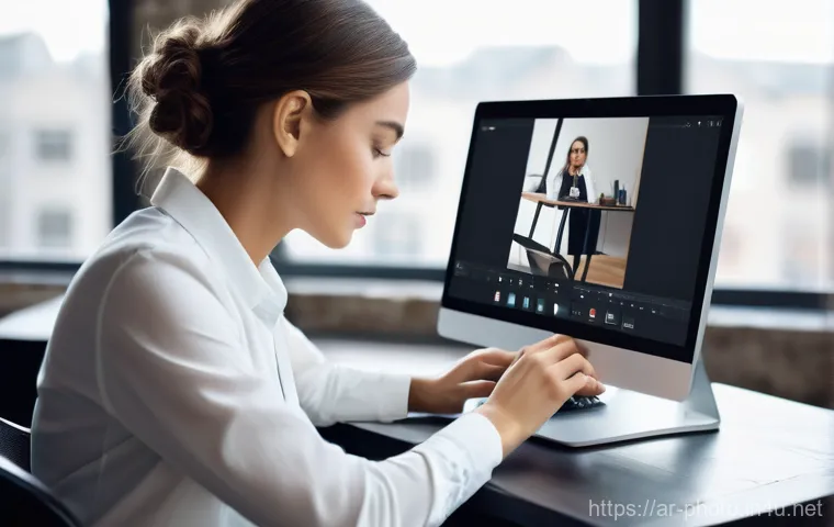 사진 자격증 취득 후 업계 동향 파악 방법 - **Prompt 1: "A professional photographer in her creative studio, late 20s, with a modern, stylish ap...