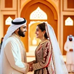 사진 자격증 이직 후 연봉 협상 전략 - **Prompt:** A joyous and elegant Arabian wedding scene. A radiant bride and a smiling groom, both in...